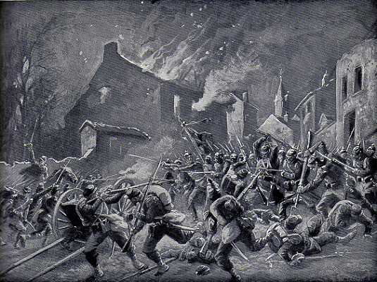 Bataille de l'Hallue - Combat dans les rues de Pont-Noyelles - tableau de Ludwig Braun (1836-1916)